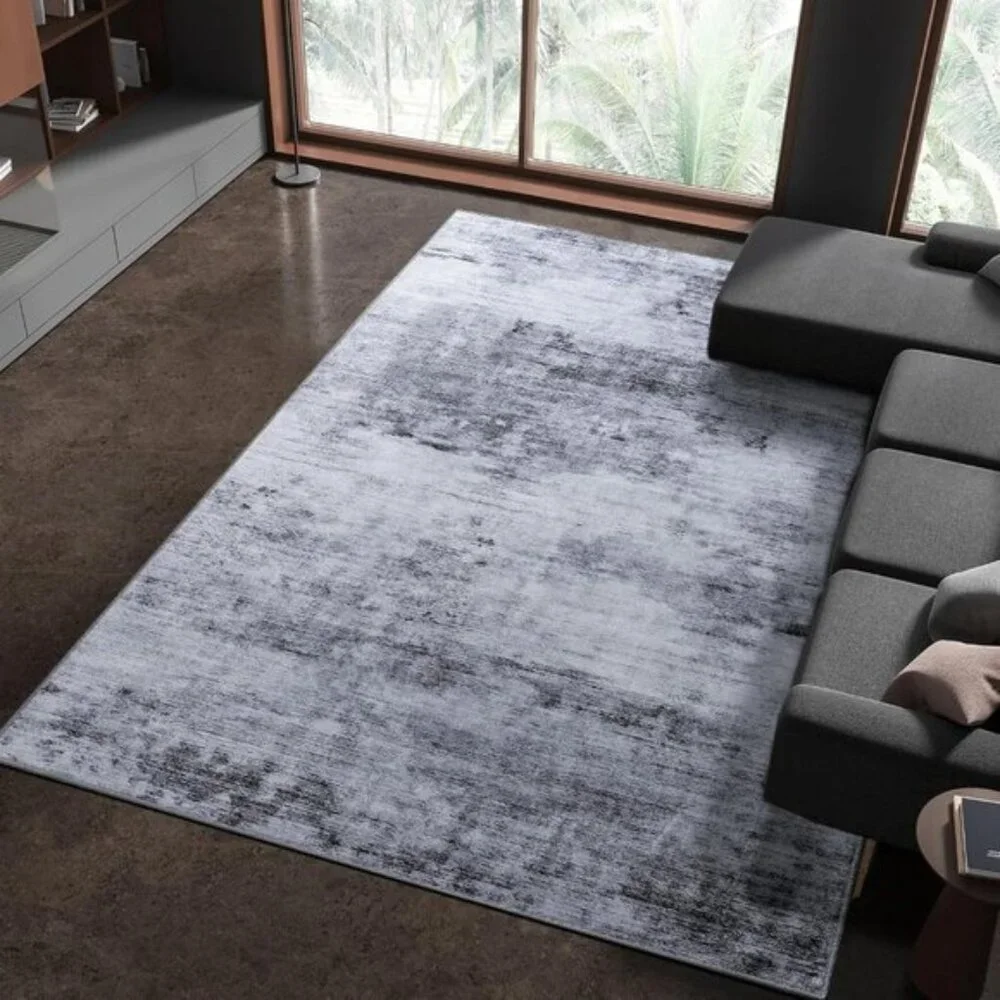 New 4x6 Abstract Area Rug, Modern Washable Low Pile Non-Slip Carpet for Bedroom